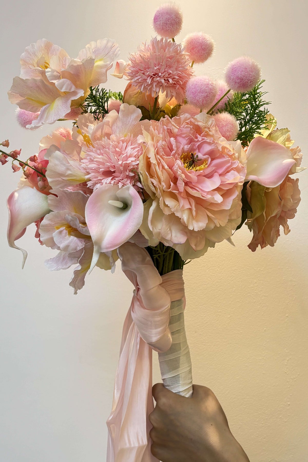 Blush Garden Faux Flower Bouquet | Pink Peony, Calla Lily & Iris | Eco Perennial | Artificial Flower Bouquet | Eco Perennial