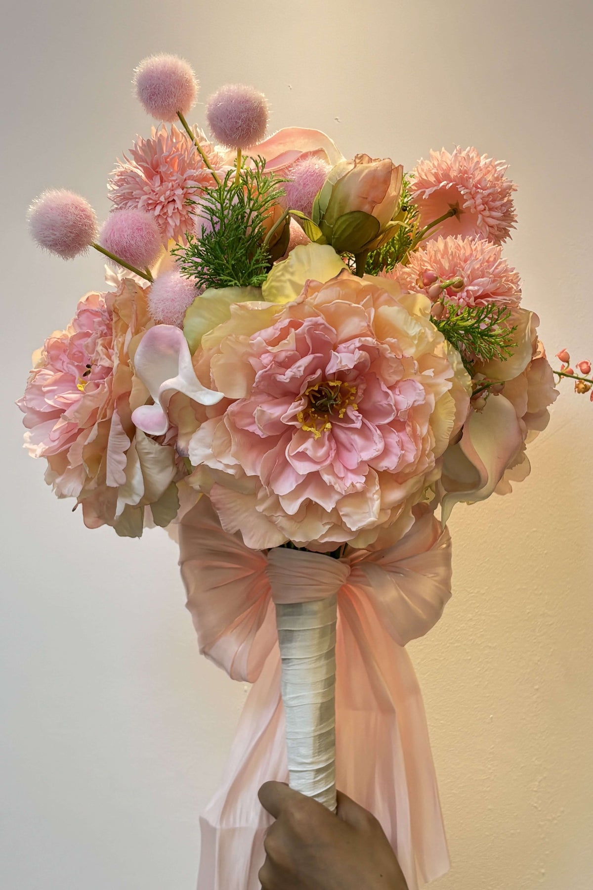 Blush Garden Faux Flower Bouquet | Pink Peony, Calla Lily & Iris | Eco Perennial | Artificial Flower Bouquet | Eco Perennial