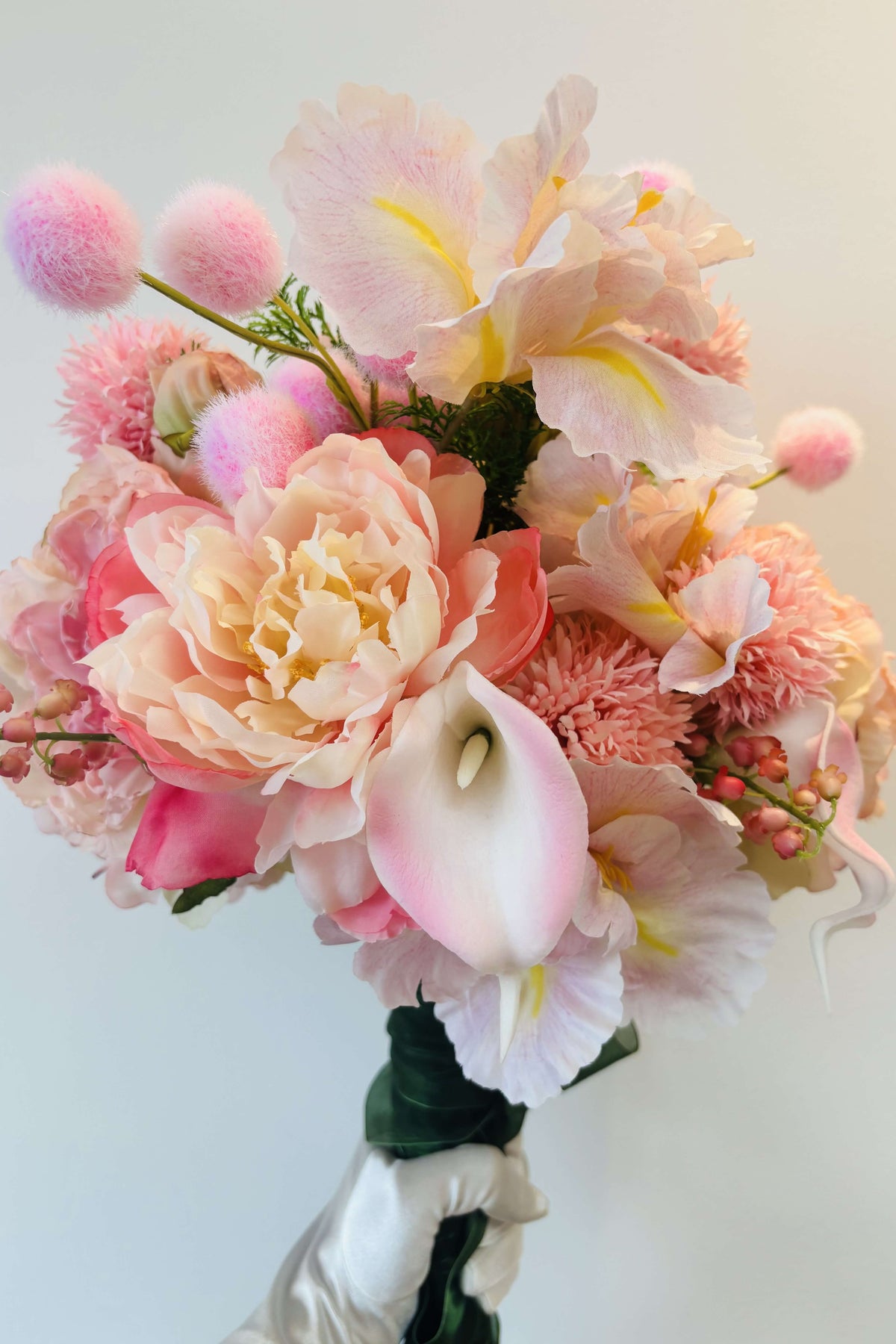 Blush Garden Faux Flower Bouquet | Pink Peony, Calla Lily & Iris | Eco Perennial | Artificial Flower Bouquet | Eco Perennial