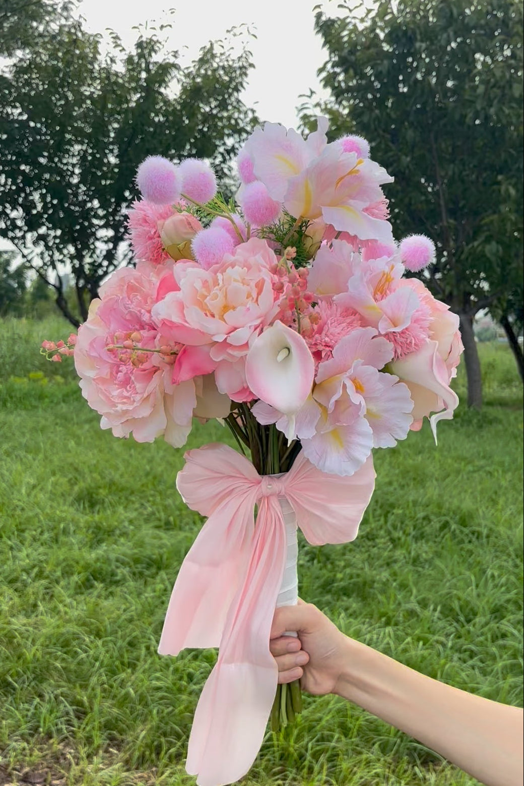 Blush Garden Faux Flower Bouquet | Pink Peony, Calla Lily & Iris | Eco Perennial | Artificial Flower Bouquet | Eco Perennial