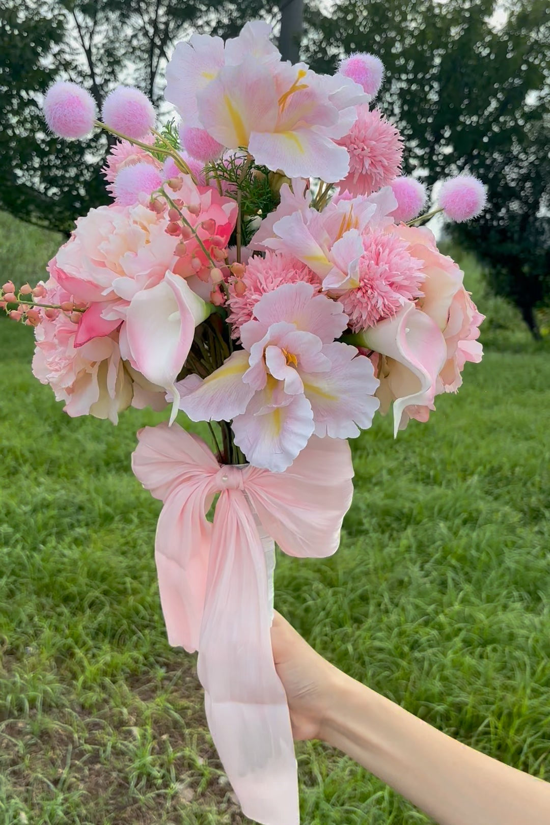 Blush Garden Faux Flower Bouquet | Pink Peony, Calla Lily & Iris | Eco Perennial | Artificial Flower Bouquet | Eco Perennial