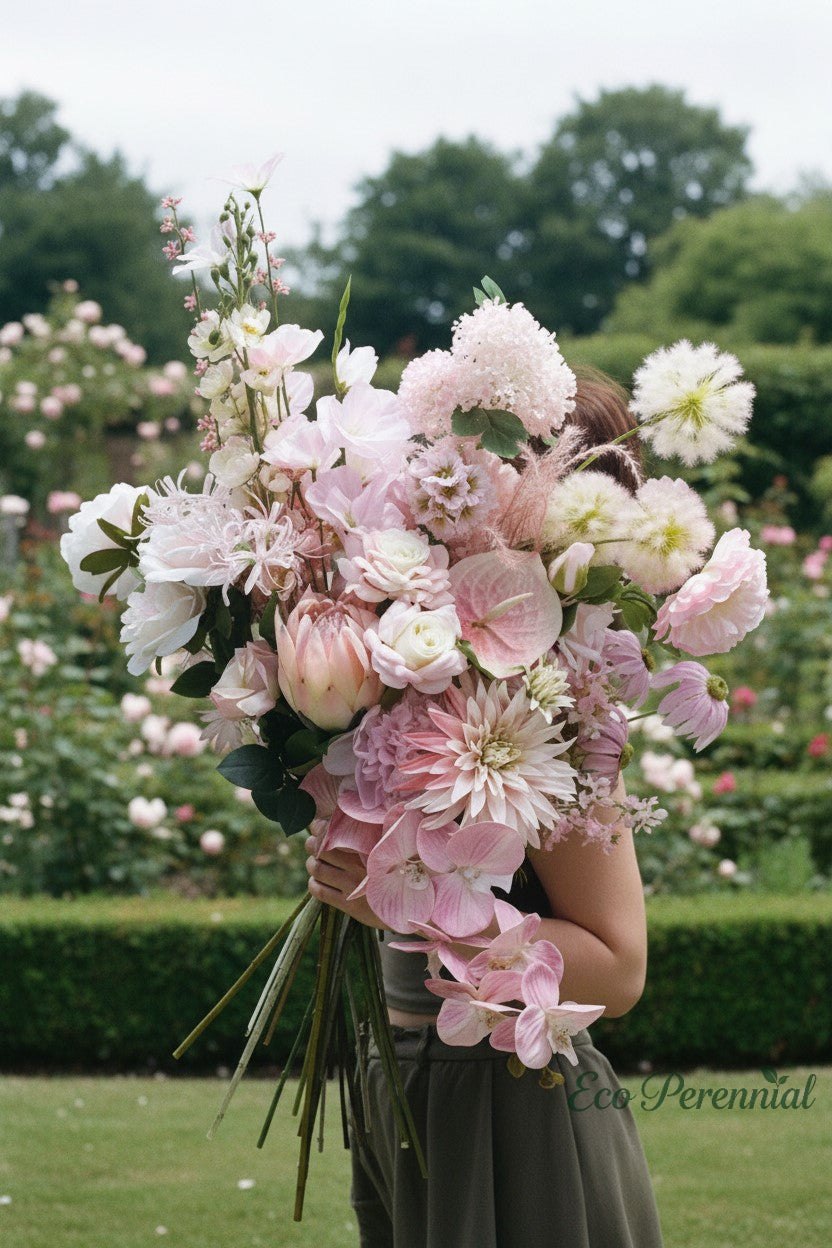 Custom Pink Faux Flower Bouquet | Personalized Silk Floral Arrangement – Eco Perennial | Artificial Flower Bouquet | Eco Perennial
