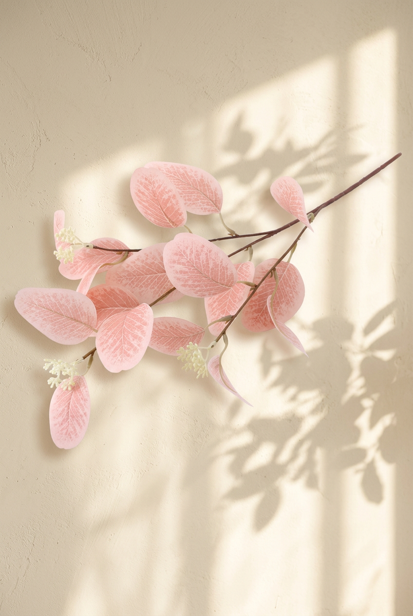 21.3" Seeded Faux Eucalyptus Branches | Realistic Artificial Greenery in 7 Colors Blush Pink | Artificial Greenery | Eco Perennial