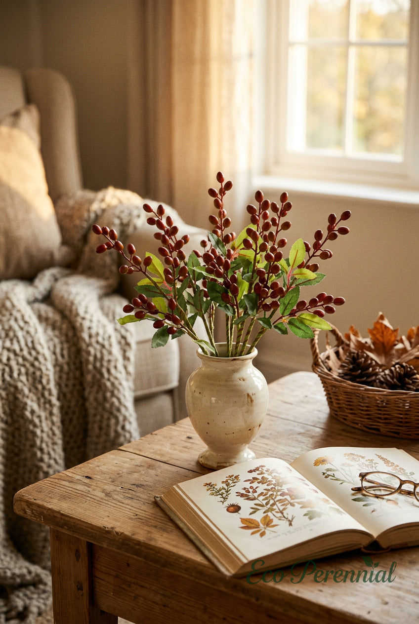 14.2" Petite Faux Berry Stems | 6 Colors | Artificial Greenery | Eco Perennial