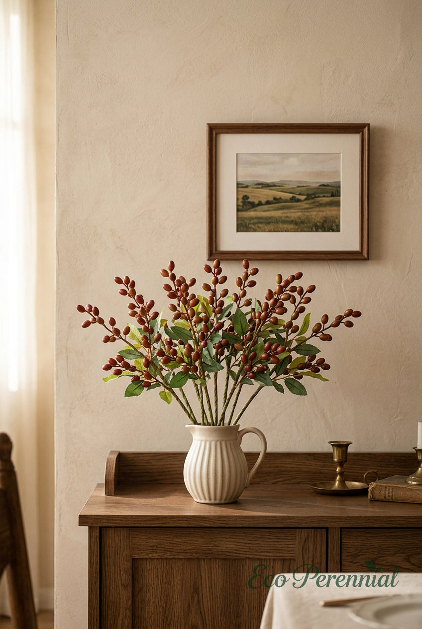 14.2" Petite Faux Berry Stems | 6 Colors | Artificial Greenery | Eco Perennial