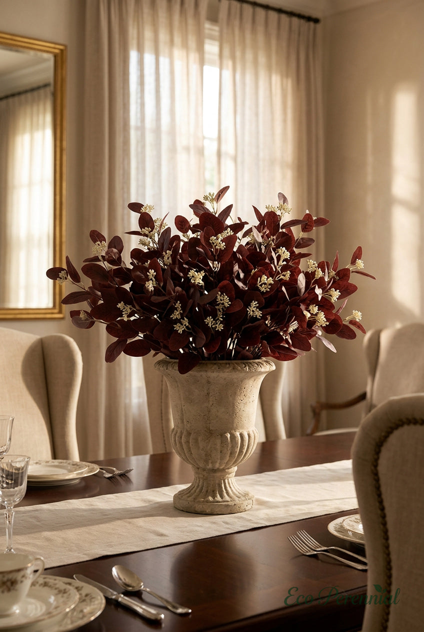 21.3" Seeded Faux Eucalyptus Branches | Realistic Artificial Greenery in 7 Colors | Artificial Greenery | Eco Perennial