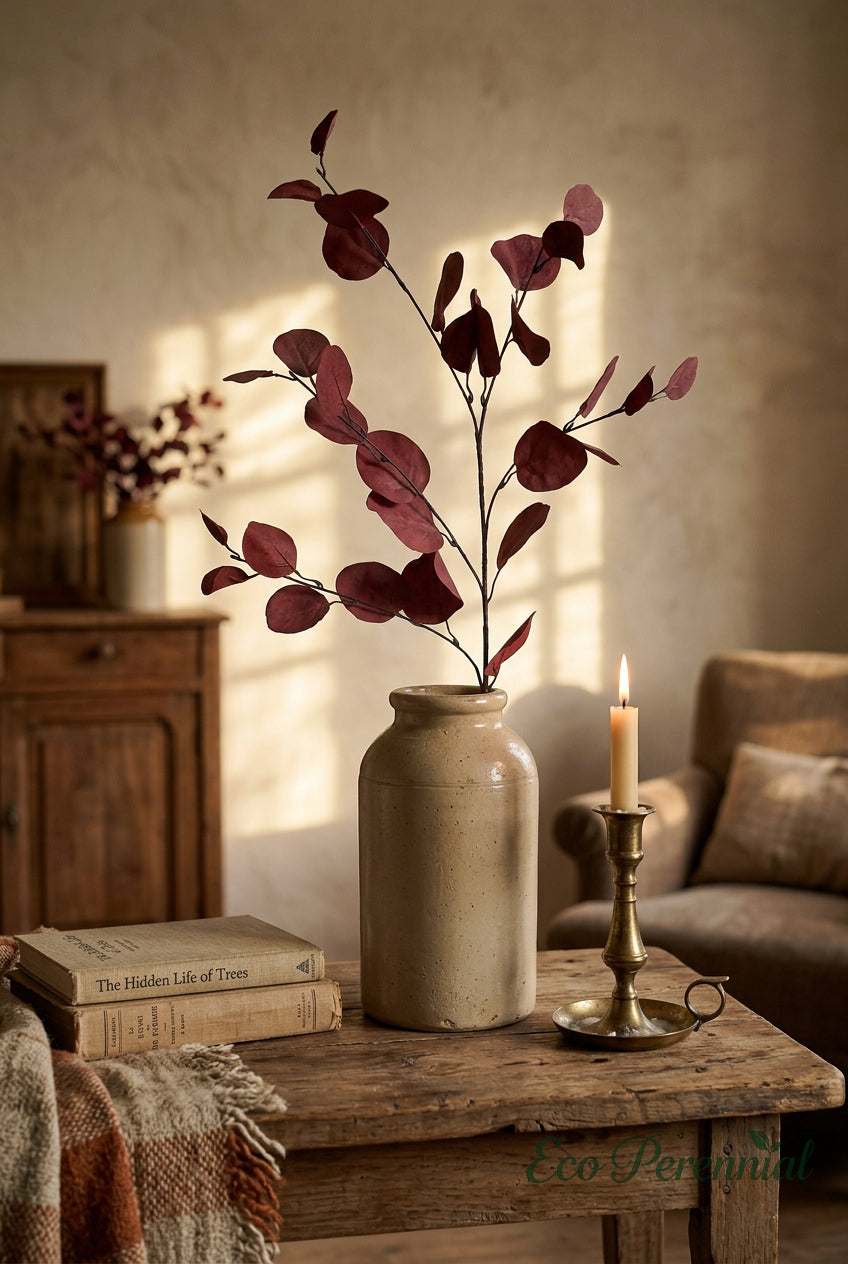34.3" Autumn Faux Eucalyptus Branches for Fall Decor | Tall Artificial Greenery in 10 Colors | Artificial Greenery | Eco Perennial