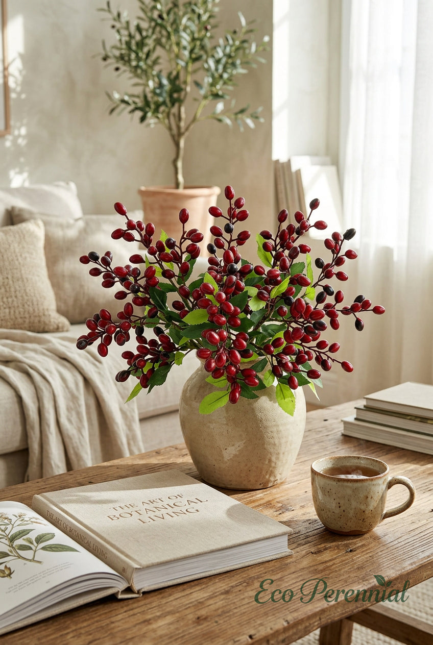 14.2" Petite Faux Berry Stems | 6 Colors | Artificial Greenery | Eco Perennial