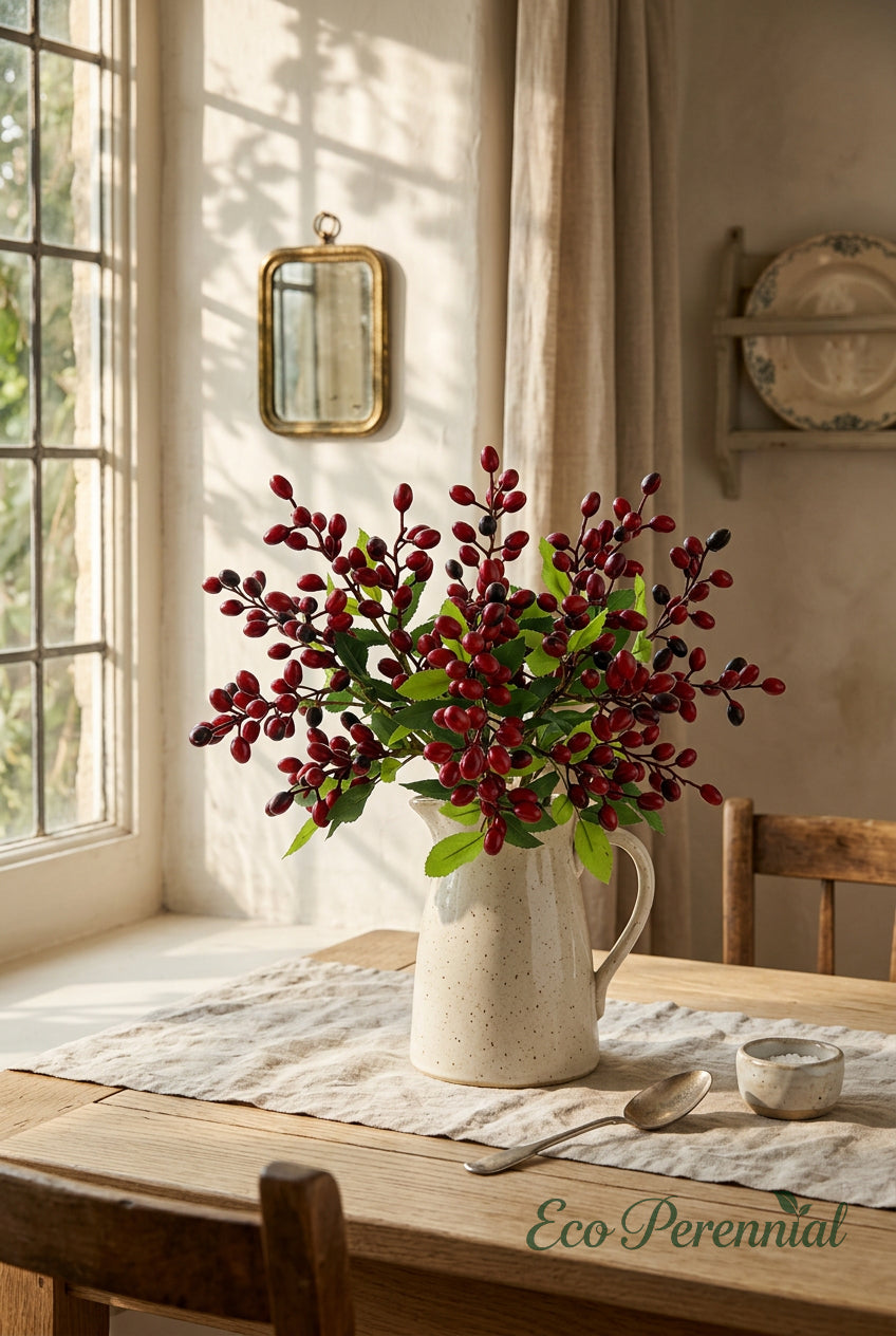 14.2" Petite Faux Berry Stems | 6 Colors | Artificial Greenery | Eco Perennial