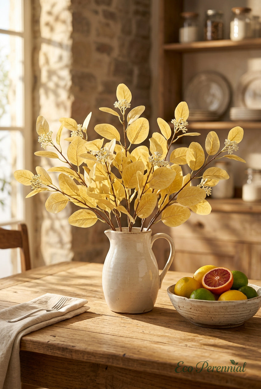 21.3" Seeded Faux Eucalyptus Branches | Realistic Artificial Greenery in 7 Colors | Artificial Greenery | Eco Perennial