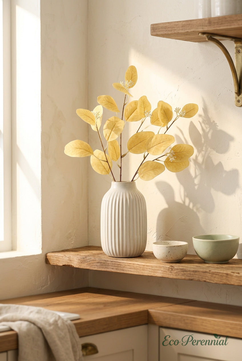 21.3" Seeded Faux Eucalyptus Branches | Realistic Artificial Greenery in 7 Colors | Artificial Greenery | Eco Perennial