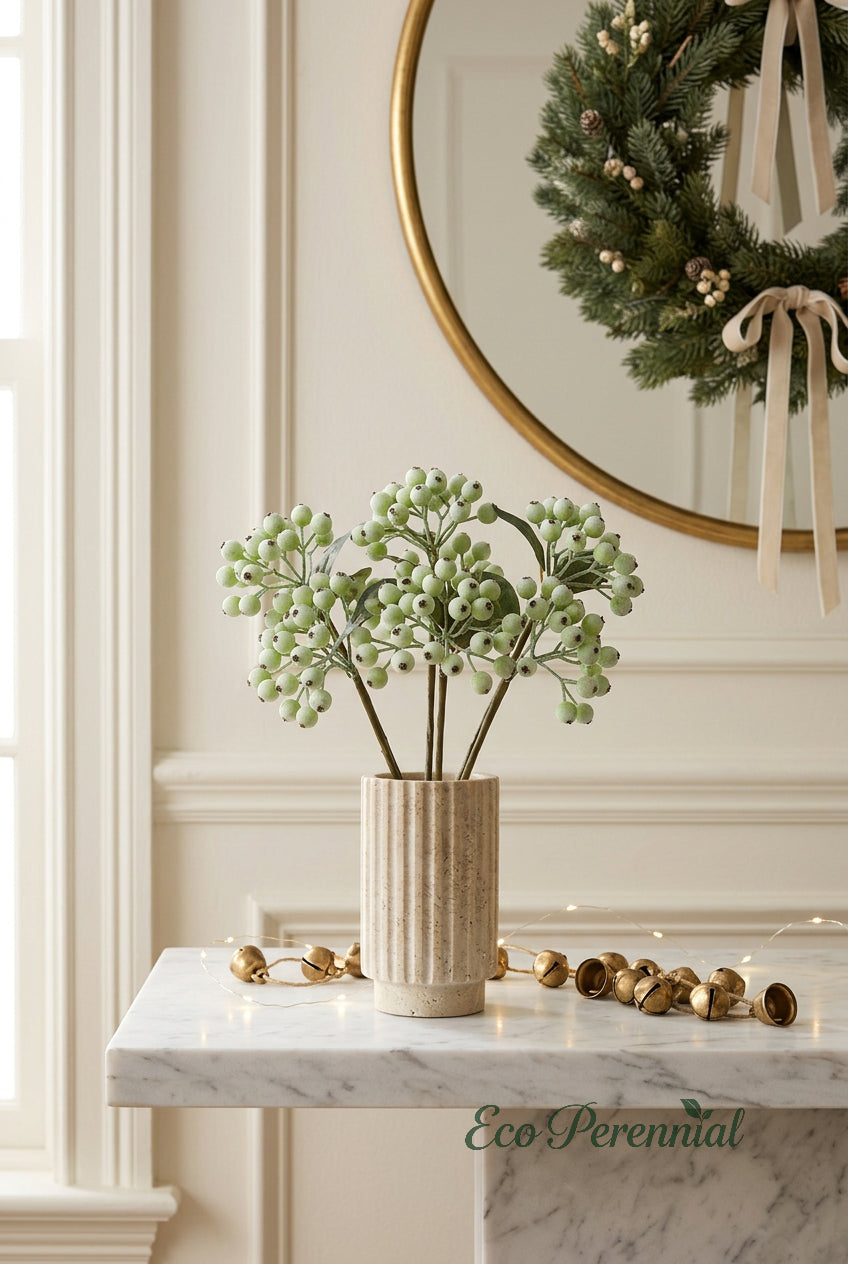 11.4" Petite Faux Berry Stems | 10 Colors | Artificial Greenery | Eco Perennial