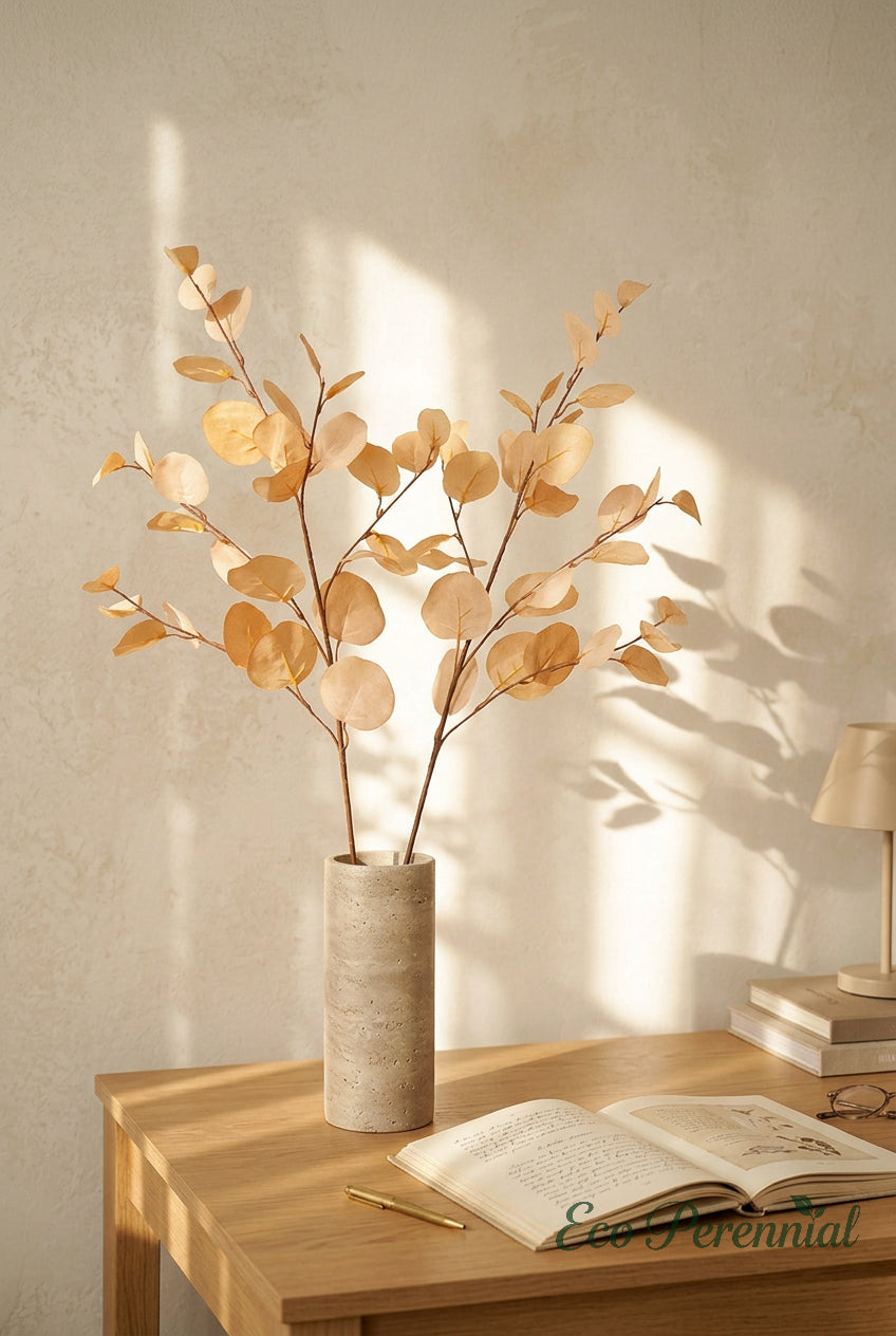 34.3" Autumn Faux Eucalyptus Branches for Fall Decor | Tall Artificial Greenery in 10 Colors | Artificial Greenery | Eco Perennial
