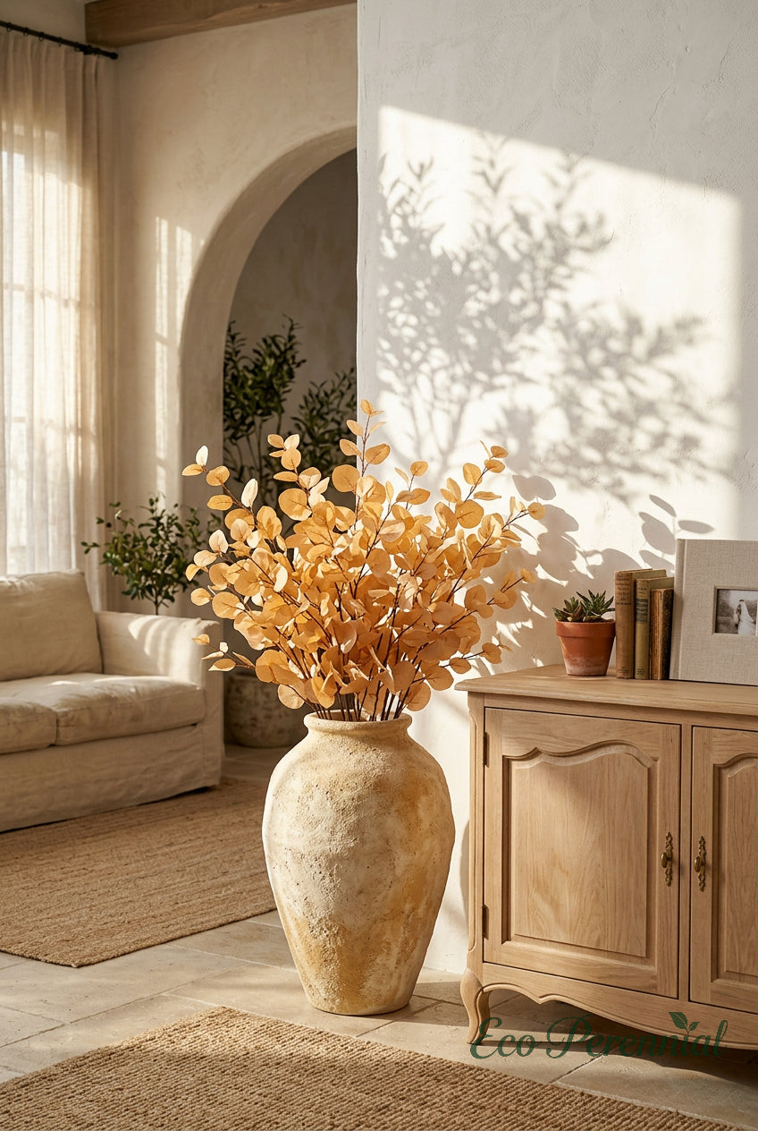 34.3" Autumn Faux Eucalyptus Branches for Fall Decor | Tall Artificial Greenery in 10 Colors | Artificial Greenery | Eco Perennial