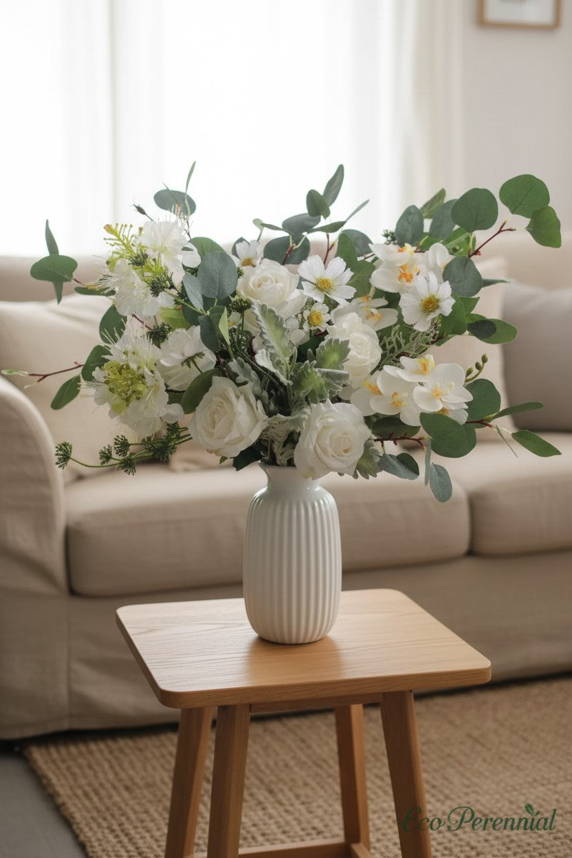 "Champagne Whisper" | Artisan Cream Hand-Tied Bouquet | Artificial Floral Arrangement | Eco Perennial