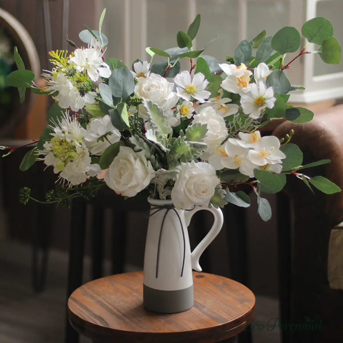"Champagne Whisper" | Artisan Cream Hand-Tied Bouquet | Realistic Faux Silk Flowers for Home Decor - Eco Perennial