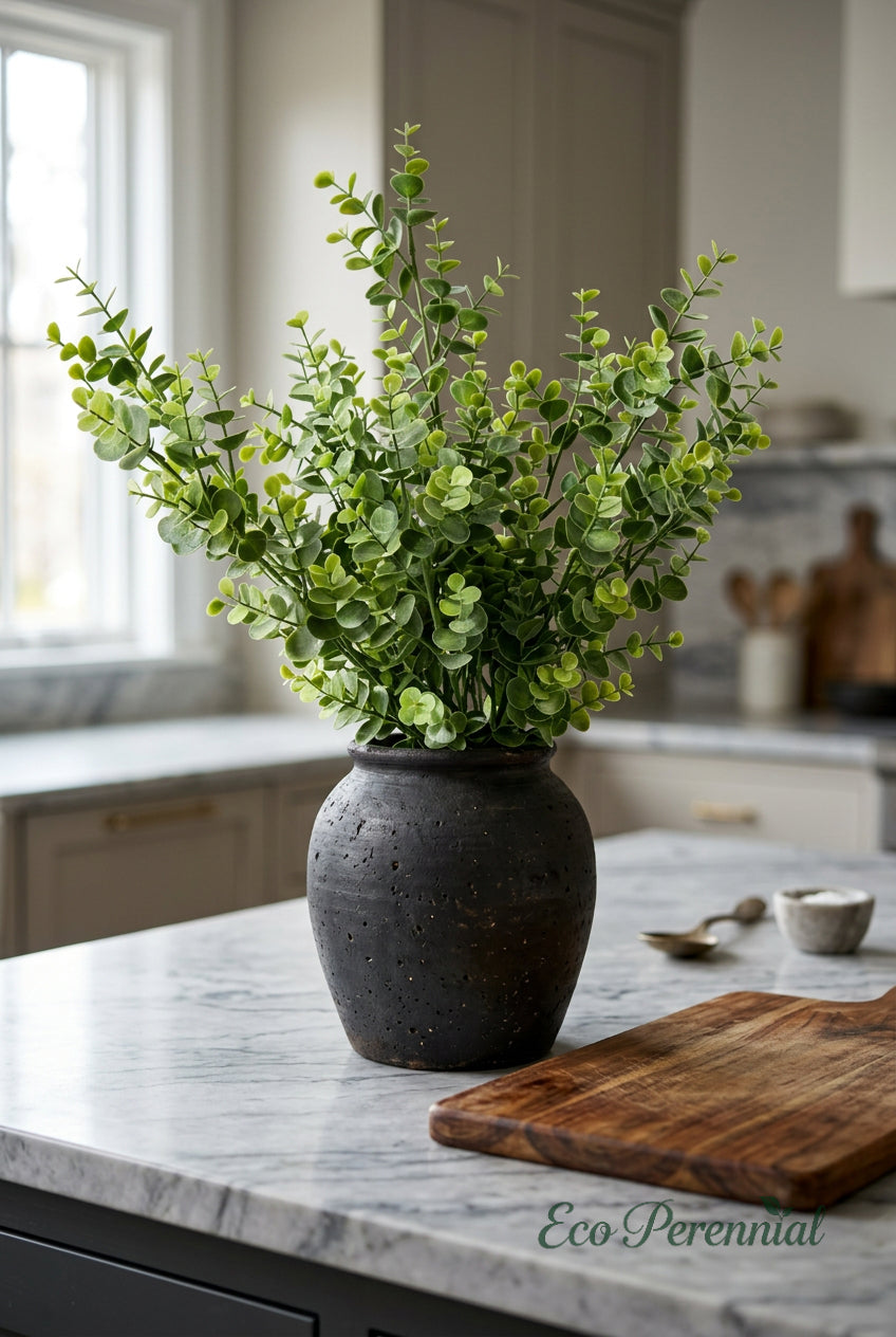 27.6" Real Touch Eucalyptus Stems | 3 Colors | Artificial Greenery | Eco Perennial