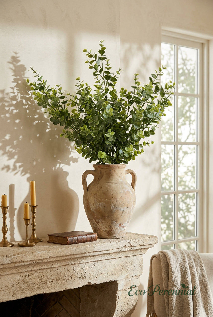 27.6" Real Touch Eucalyptus Stems | 3 Colors | Artificial Greenery | Eco Perennial