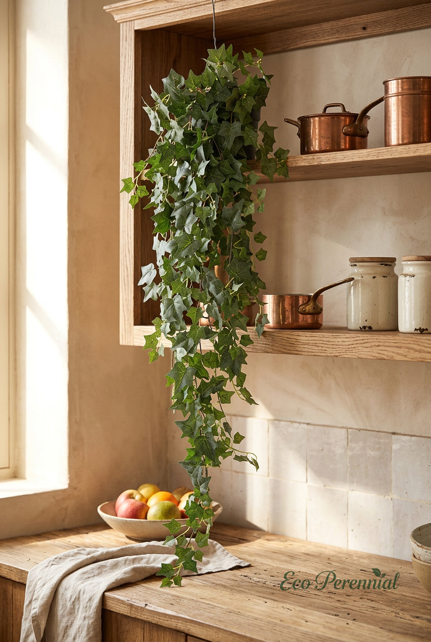 51" Cascading Faux Ivy Vines | 18-Fork Hanging Greenery | Artificial Greenery | Eco Perennial