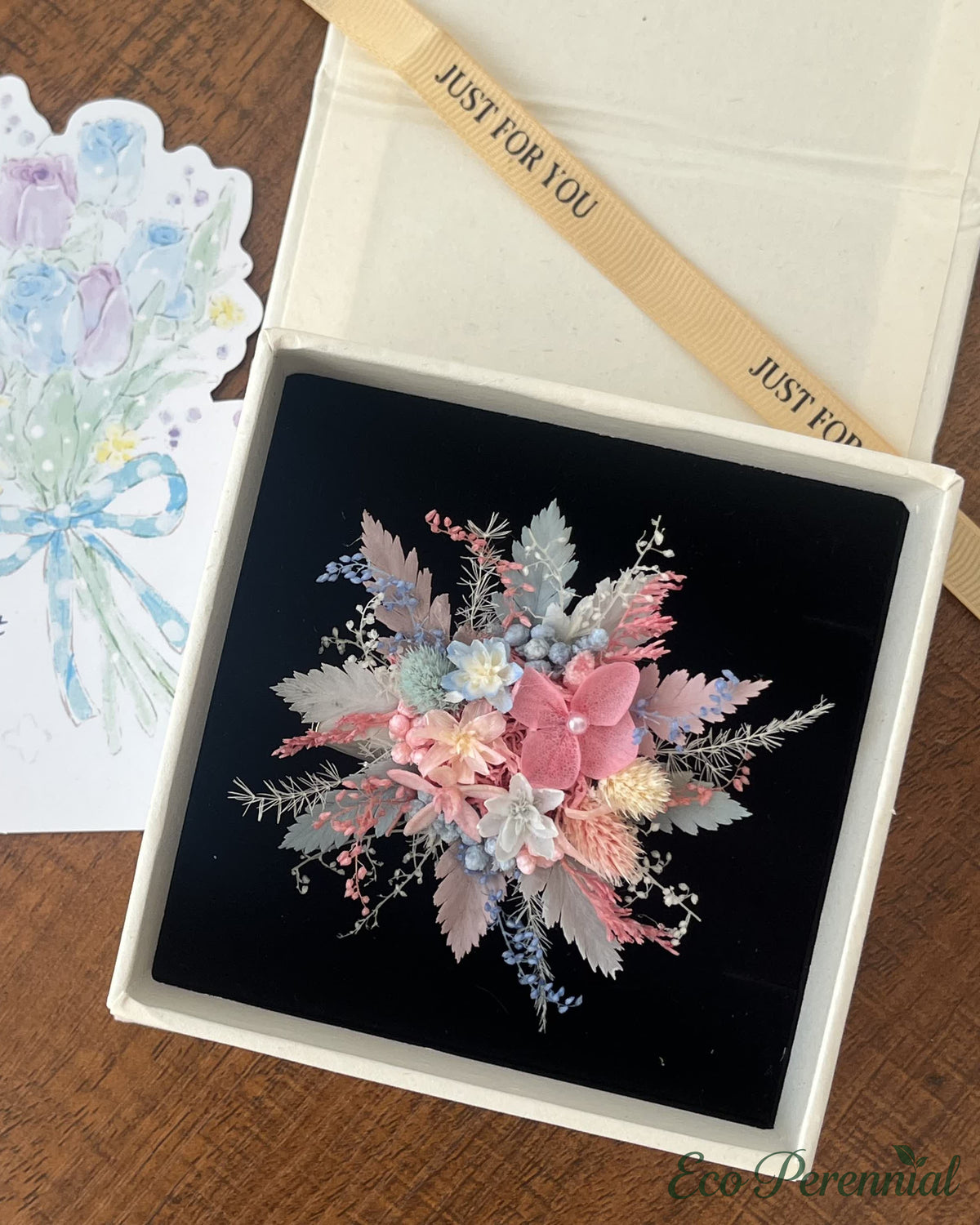 Cotton Candy Real Flower Ring | Genuine Preserved Floral Jewelry | Eco Perennial