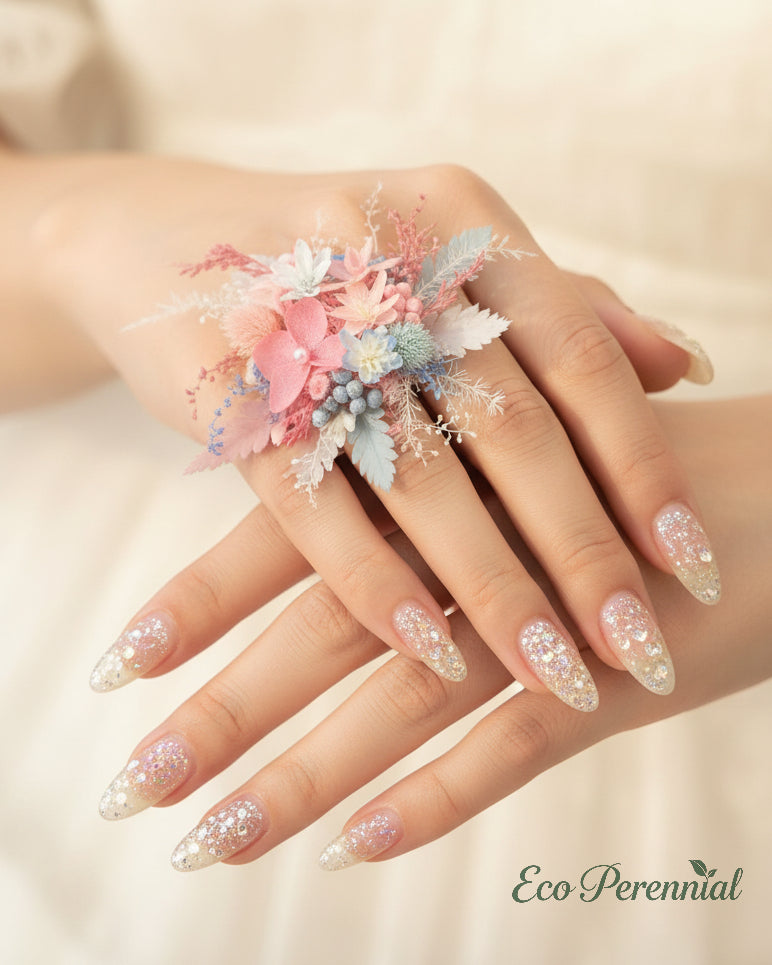 Cotton Candy Real Flower Ring | Genuine Preserved Floral Jewelry | Eco Perennial