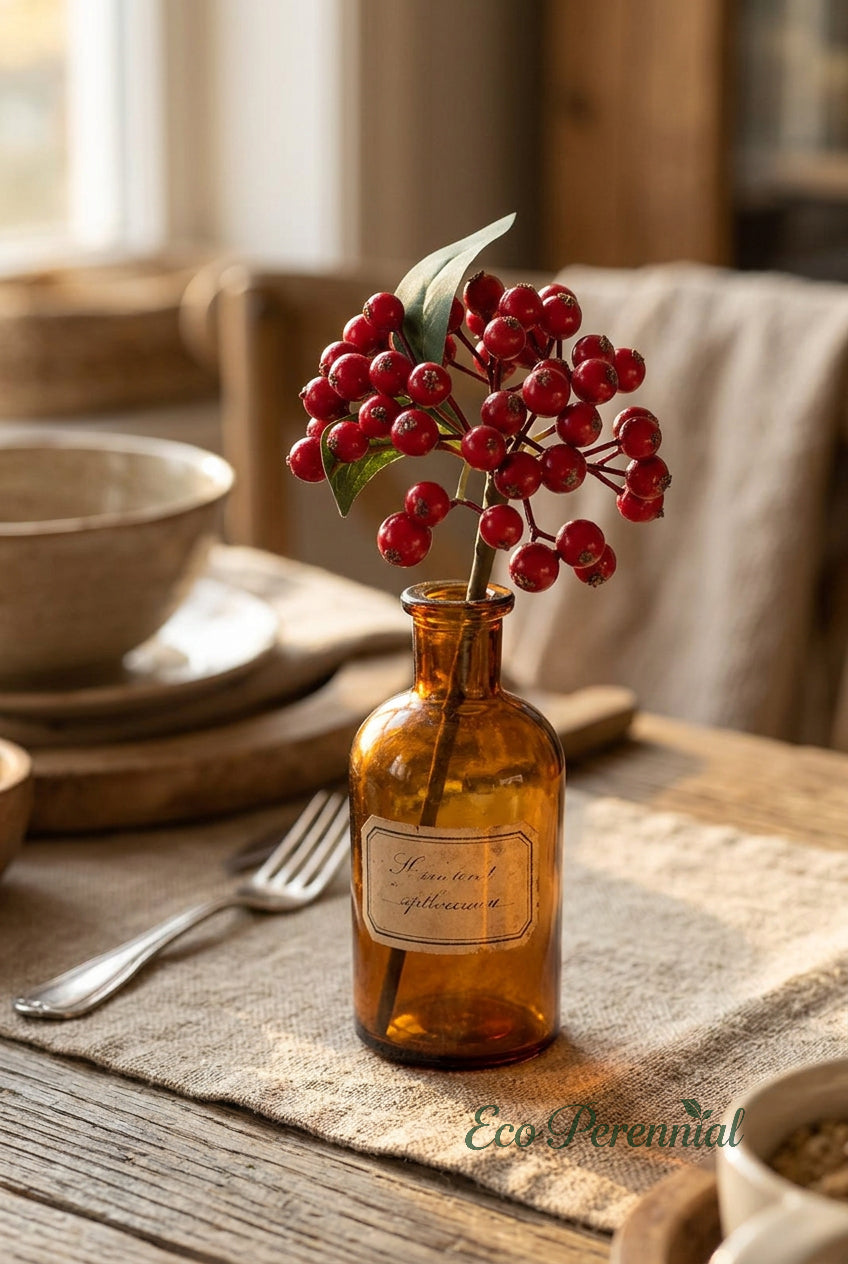 11.4" Petite Faux Berry Stems | 10 Colors | Artificial Greenery | Eco Perennial