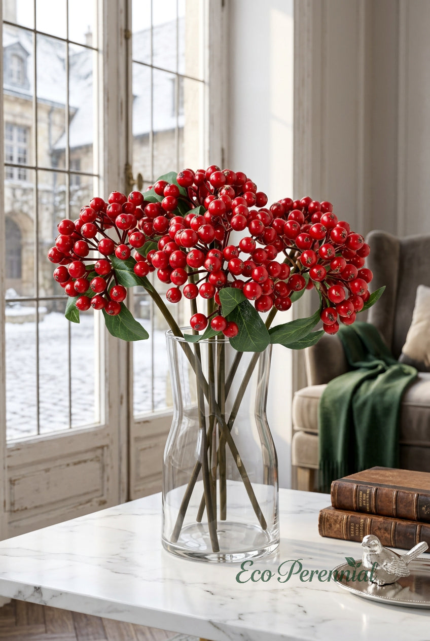 11.4" Petite Faux Berry Stems | 10 Colors | Artificial Greenery | Eco Perennial