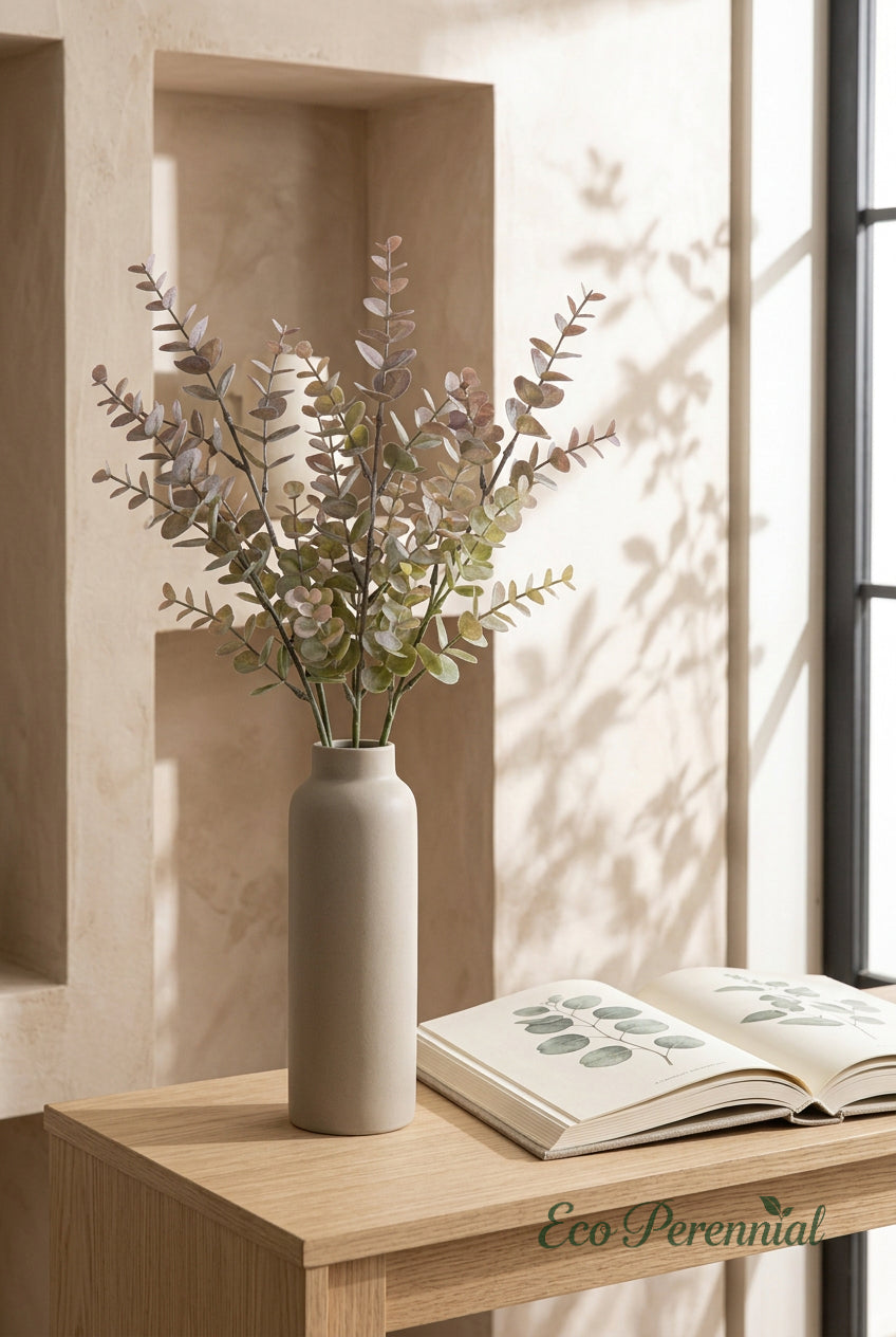 27.6" Real Touch Eucalyptus Stems | 3 Colors | Artificial Greenery | Eco Perennial