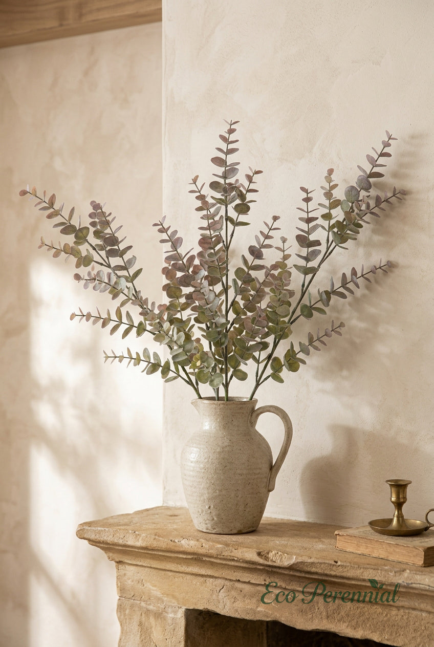 27.6" Real Touch Eucalyptus Stems | 3 Colors | Artificial Greenery | Eco Perennial