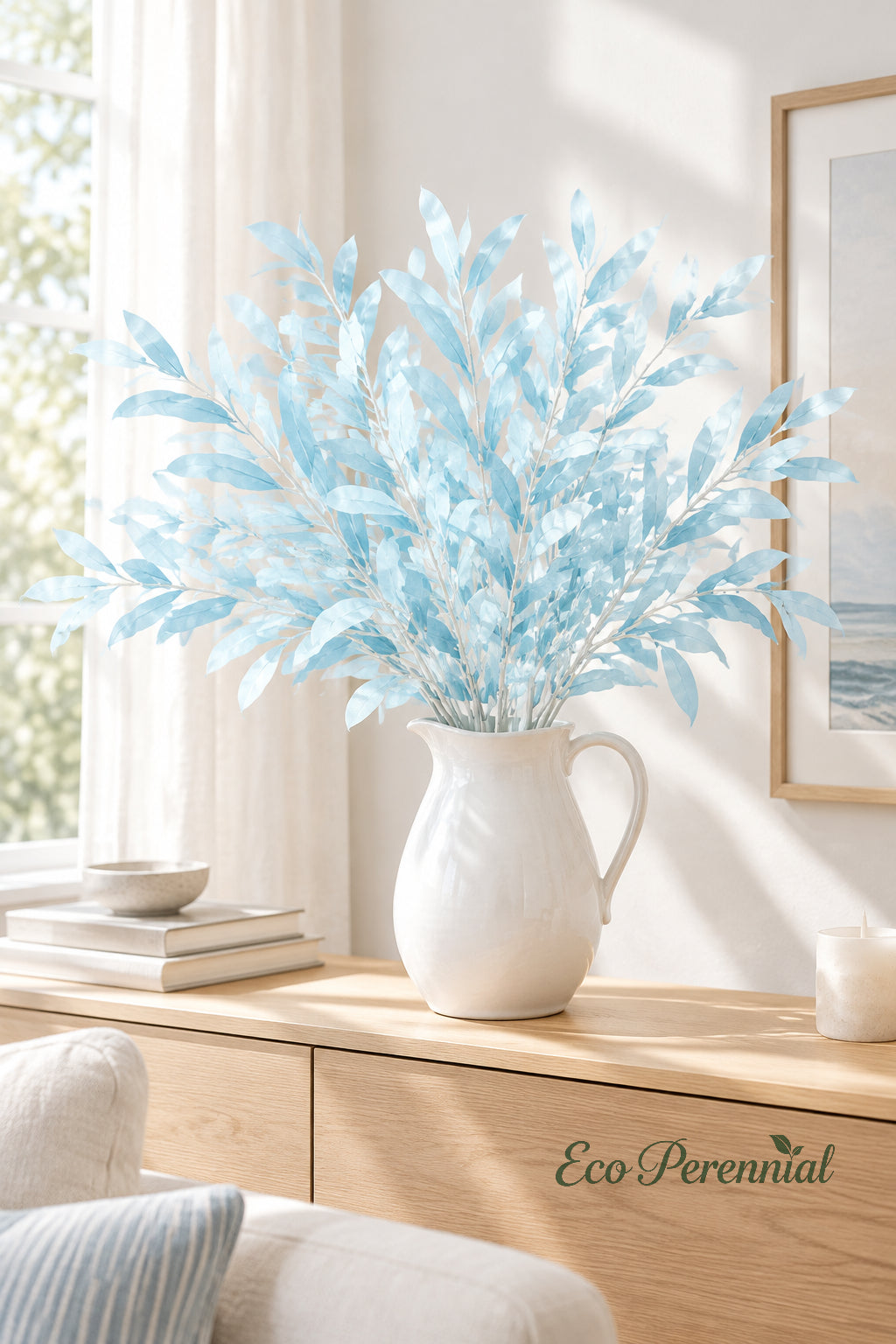 Colorful Faux Olive Branches | 37.5" 6-Fork Stems in 10 Colors | Artificial Greenery | Eco Perennial