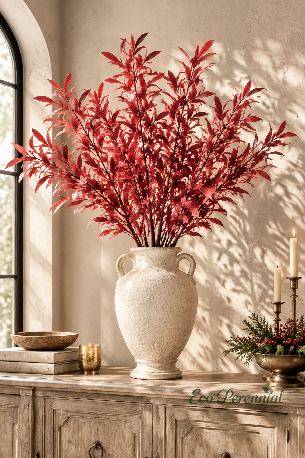 Colorful Faux Olive Branches | 37.5" 6-Fork Stems in 10 Colors | Artificial Greenery | Eco Perennial