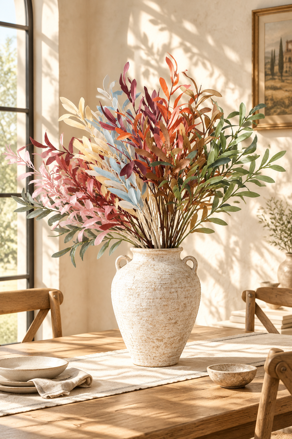Colorful Faux Olive Branches | 37.5" 6-Fork Stems in 10 Colors | Artificial Greenery | Eco Perennial