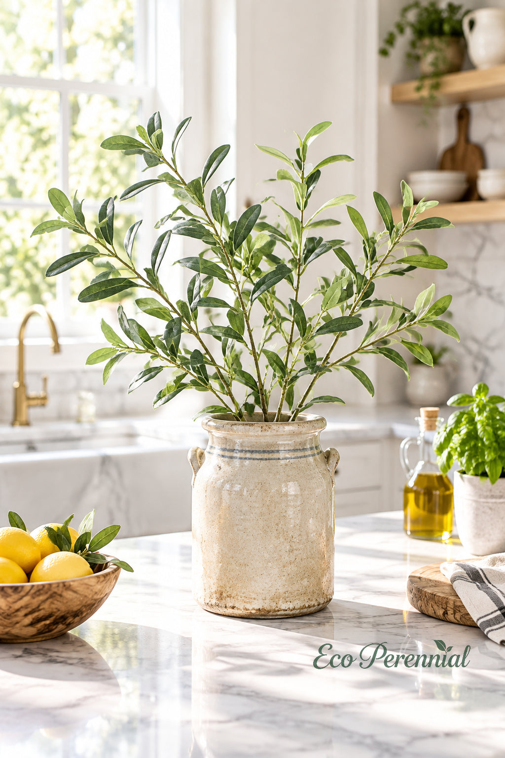 Colorful Faux Olive Branches | 37.5" 6-Fork Stems in 10 Colors | Artificial Greenery | Eco Perennial