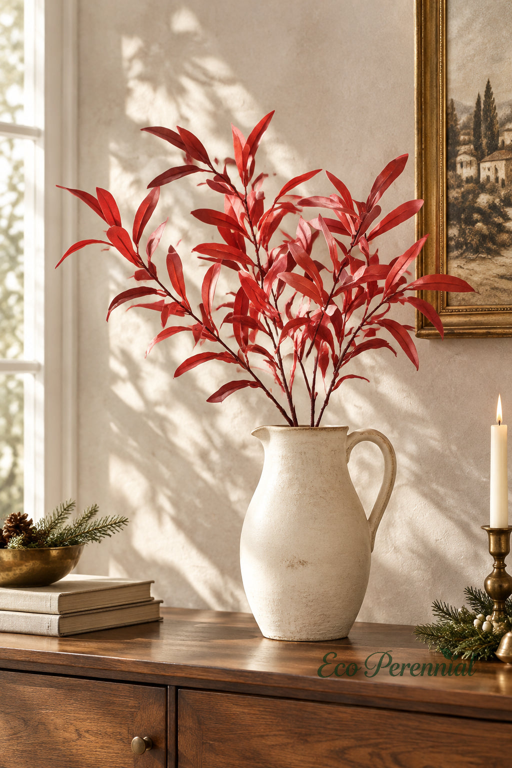 Colorful Faux Olive Branches | 37.5" 6-Fork Stems in 10 Colors | Artificial Greenery | Eco Perennial