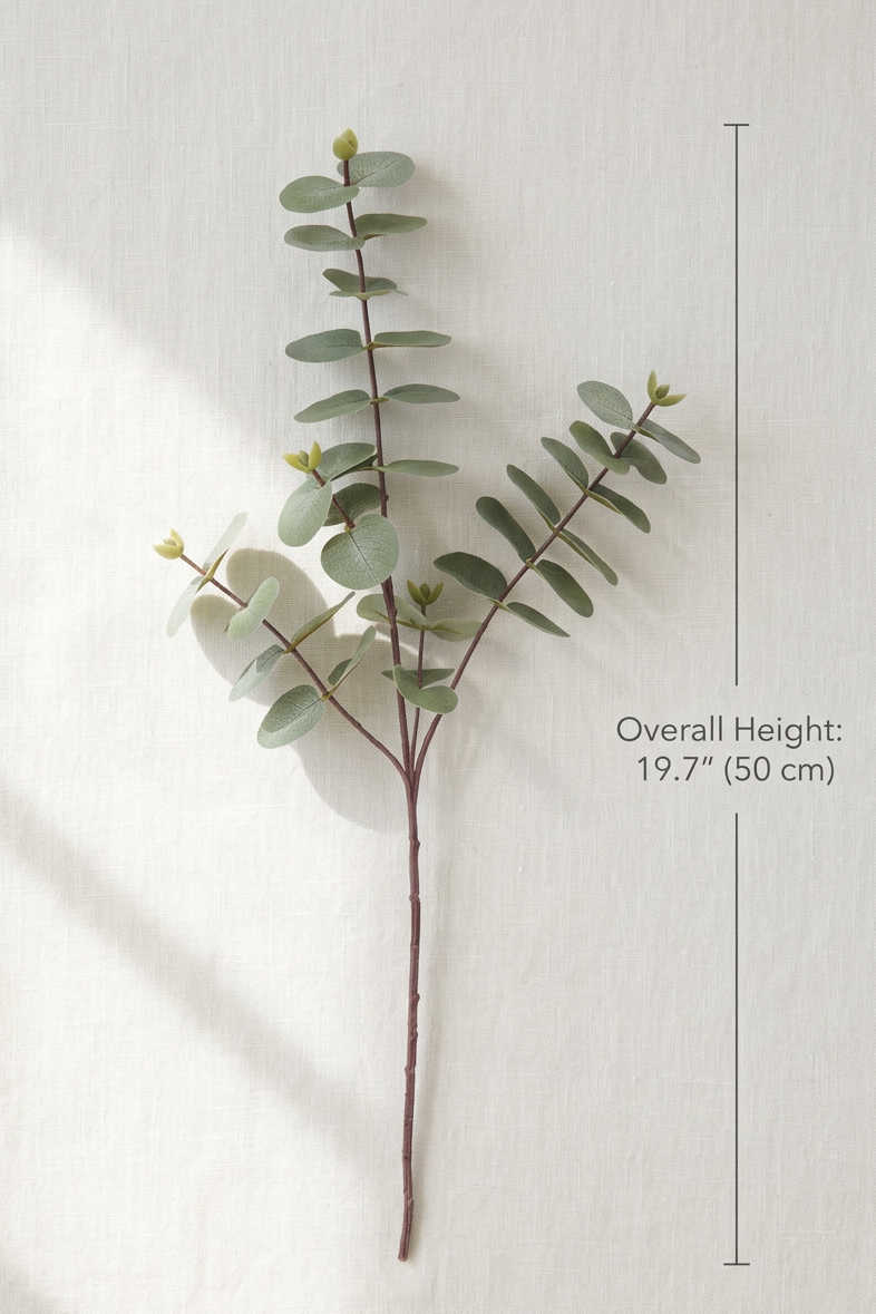 19.7" Real Touch Eucalyptus Stems | 3-Fork & 5-Fork | Artificial Greenery | Eco Perennial