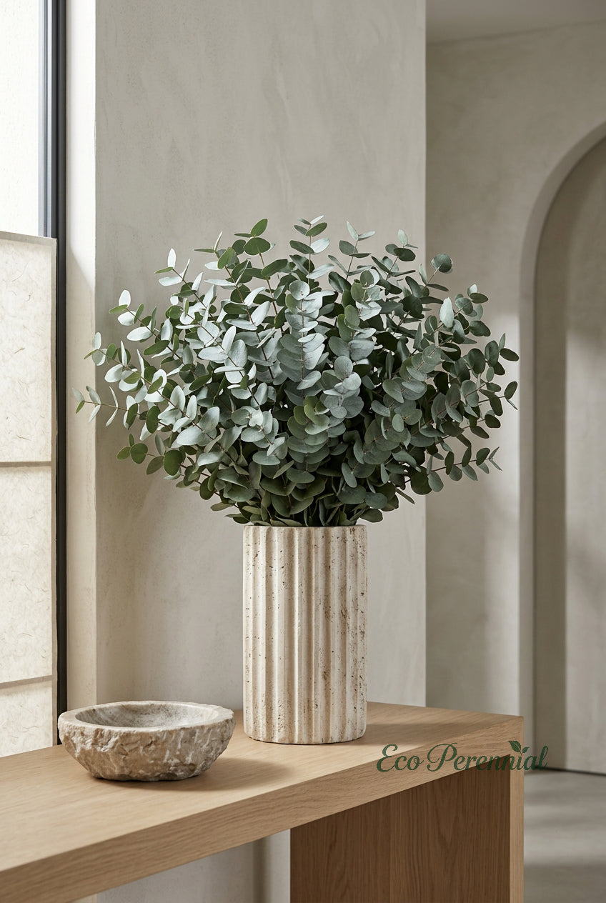19.7" Real Touch Eucalyptus Stems | 3-Fork & 5-Fork | Artificial Greenery | Eco Perennial