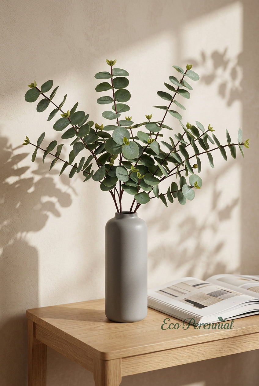 19.7" Real Touch Eucalyptus Stems | 3-Fork & 5-Fork | Artificial Greenery | Eco Perennial