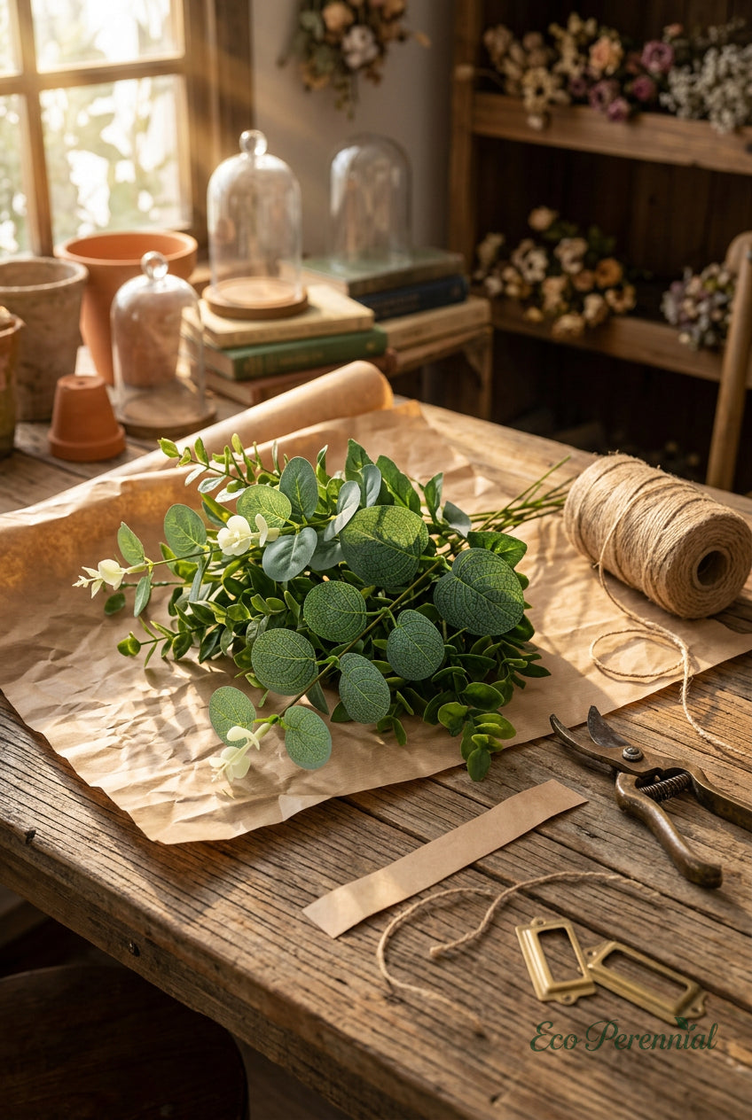 11.8" Petite Faux Eucalyptus Stems | Realistic Artificial Greenery Branches | Artificial Greenery | Eco Perennial