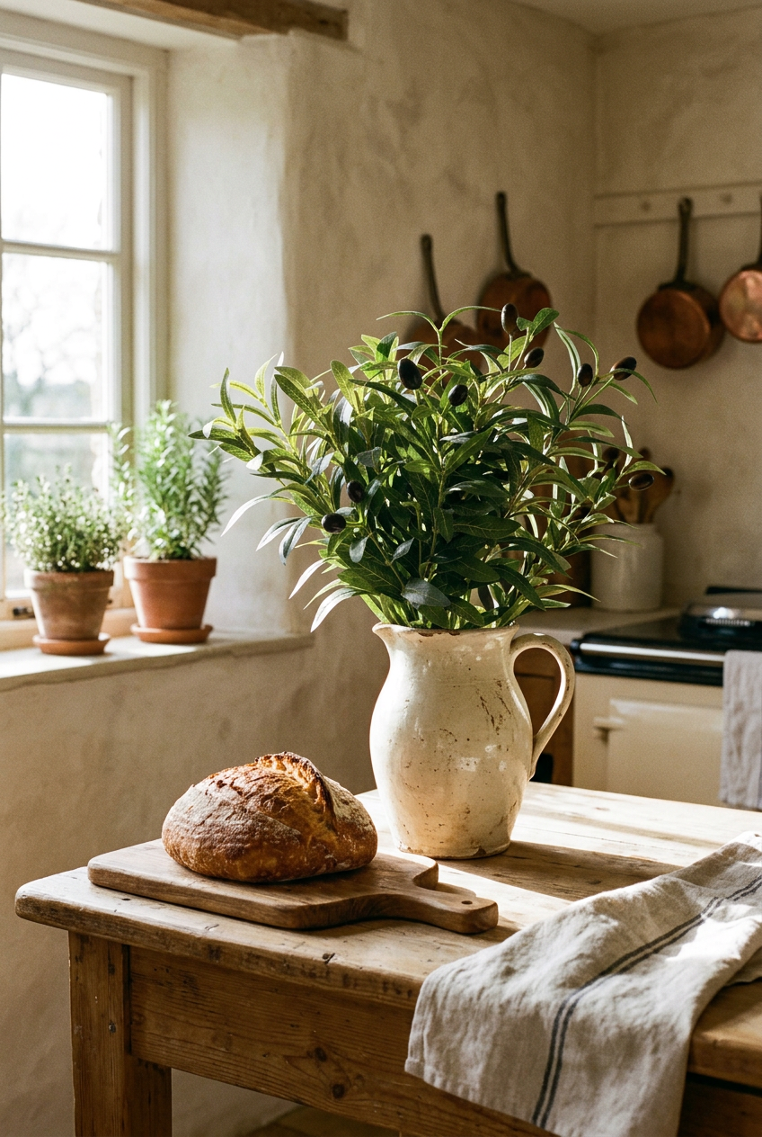 19.7" Faux Olive Branches | 6-Fork Tabletop Greenery | Artificial Greenery | Eco Perennial