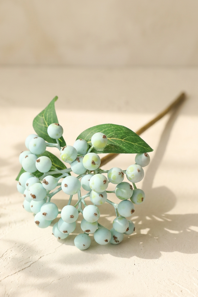 11.4" Petite Faux Berry Stems | 10 Colors Pastel Mint | Artificial Greenery | Eco Perennial