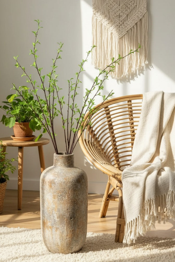 47" Tall Faux Snow Willow Branch - Realistic Artificial Stem Green | Realistic Faux Silk Flowers for Home Decor - Eco Perennial