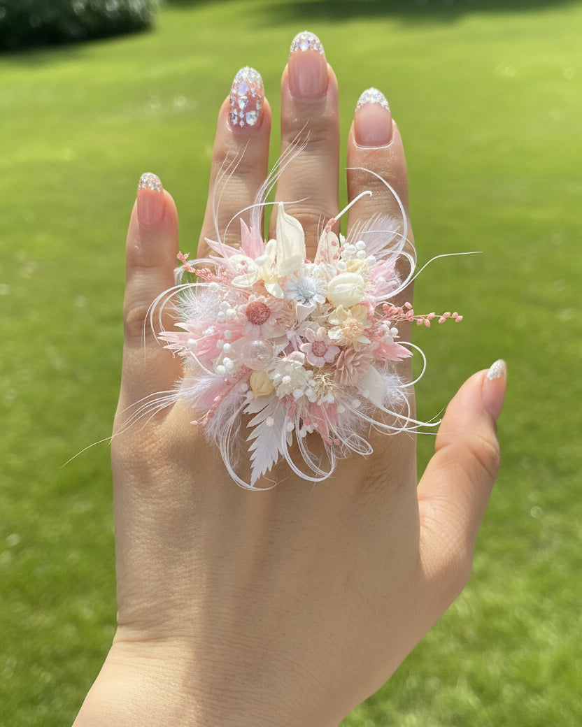 Feather Dream Wildflower Ring | Preserved Botanical Floral Jewelry | Eco Perennial