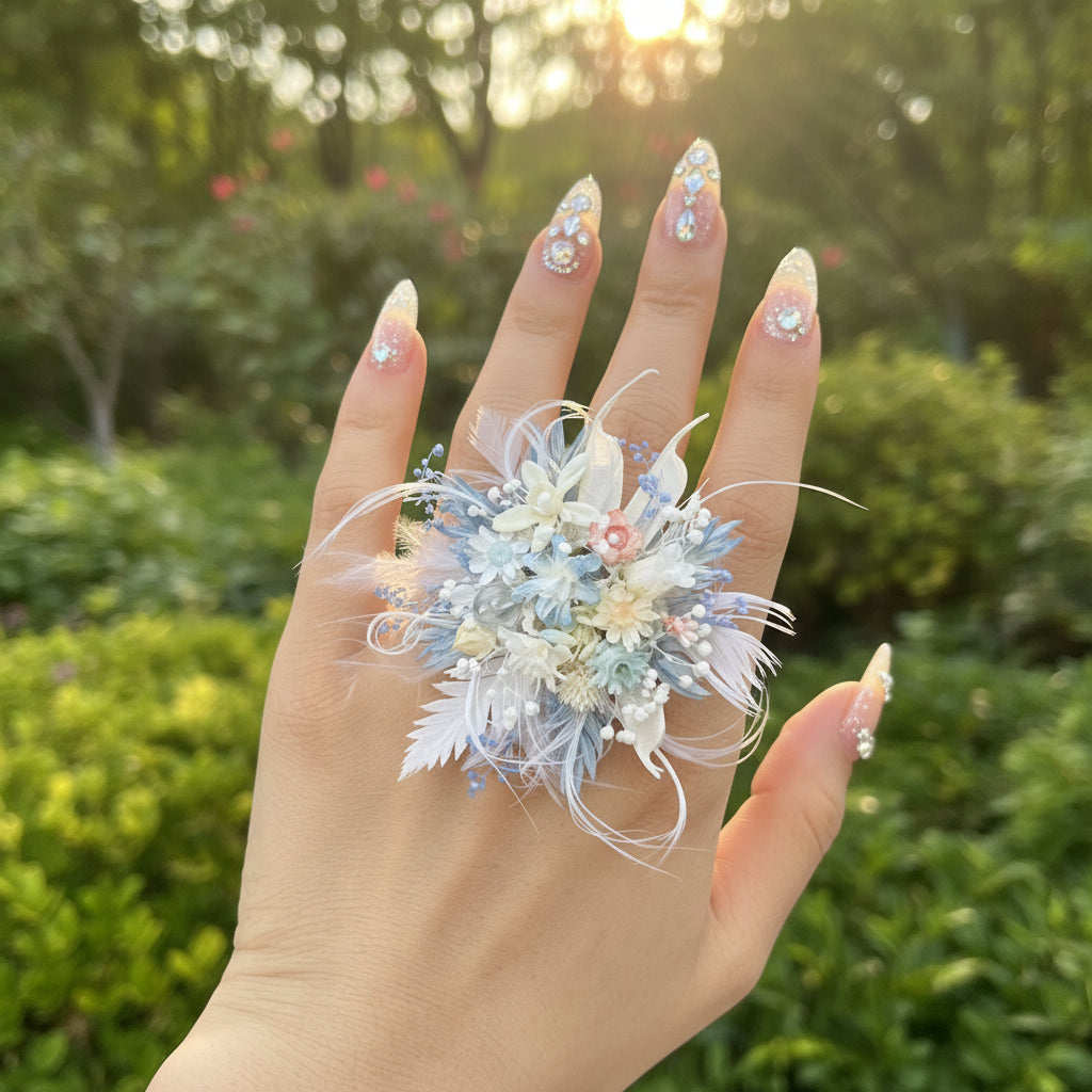 Feather Dream Wildflower Ring | Preserved Botanical Floral Jewelry | Eco Perennial
