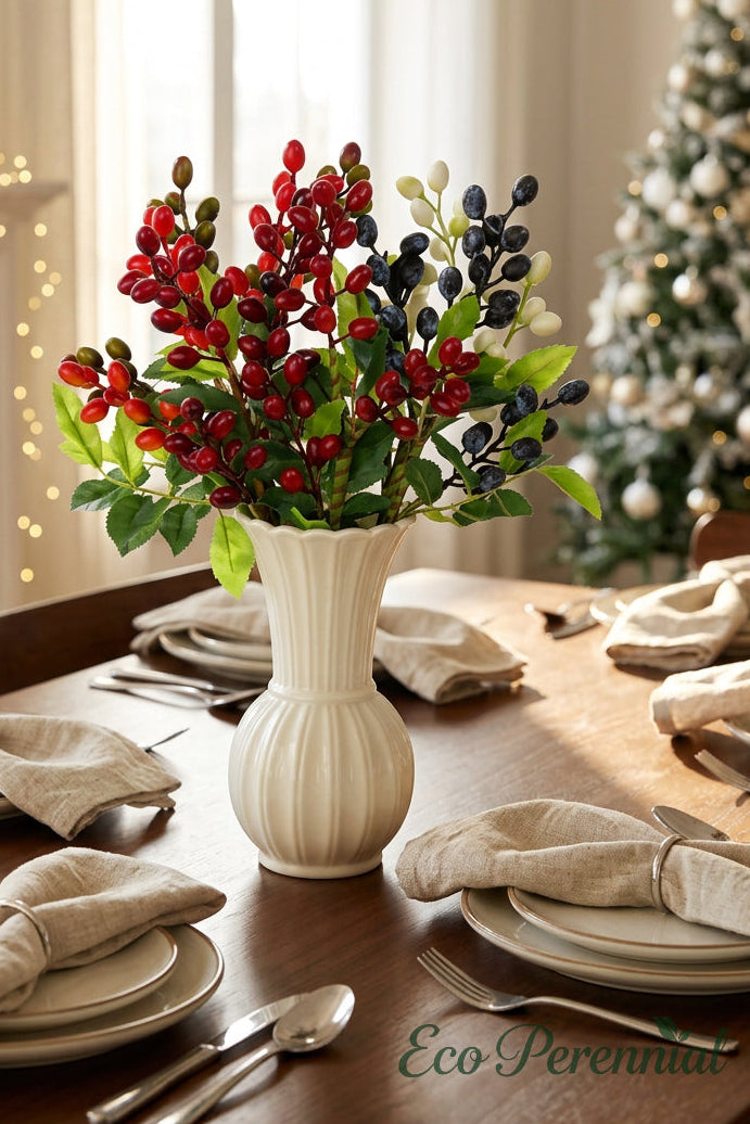 14.2" Petite Faux Berry Stems | 6 Colors | Artificial Greenery | Eco Perennial