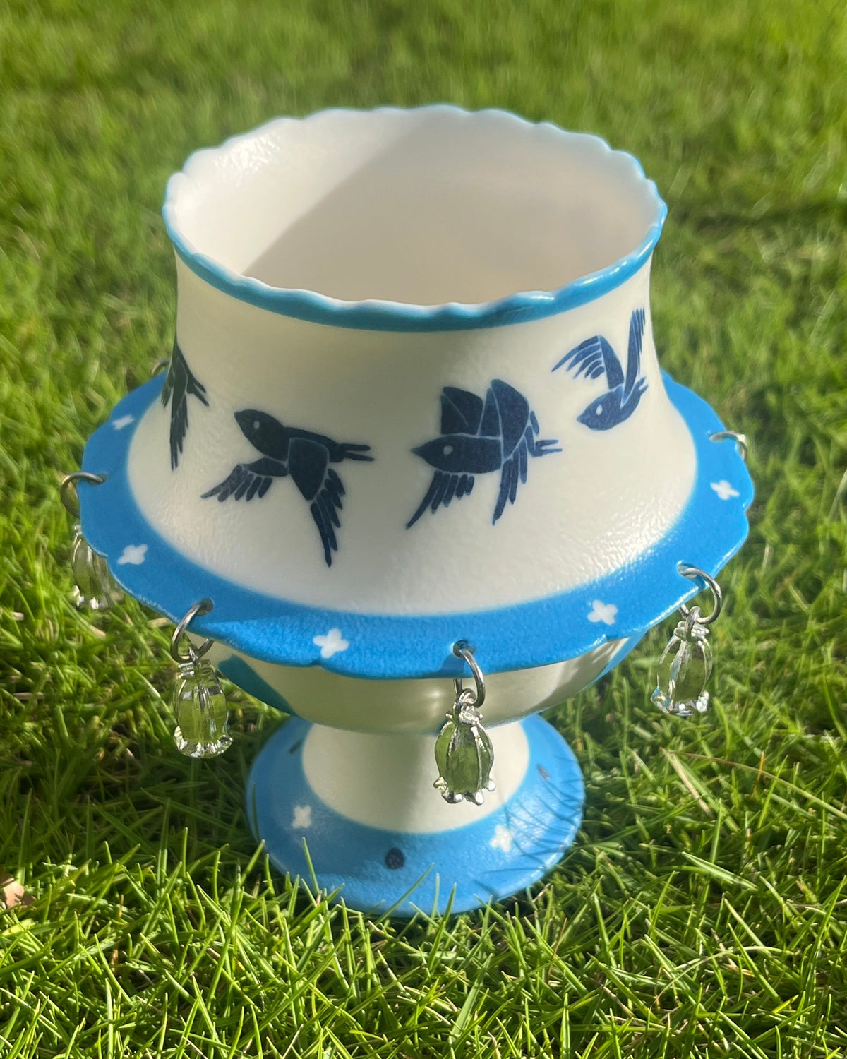Spinning Bird Ceramic Cup Decor | Handcrafted Rotating Teacup | Eco Perennial