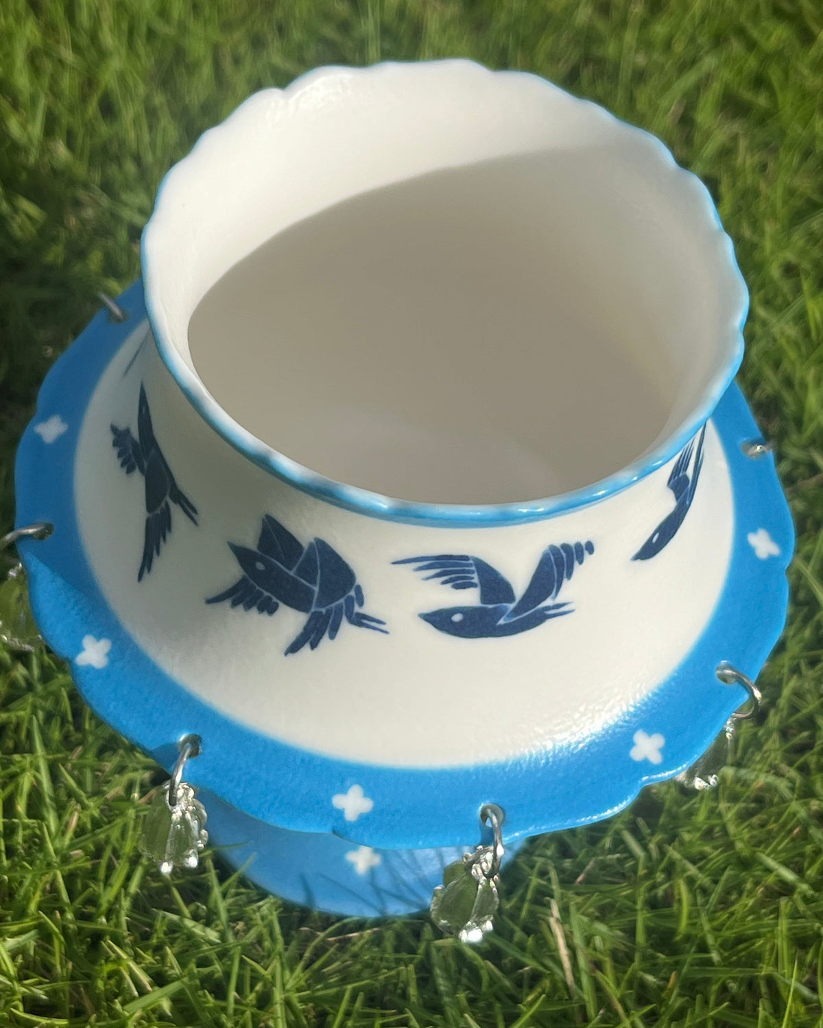 Spinning Bird Ceramic Cup Decor | Handcrafted Rotating Teacup | Eco Perennial