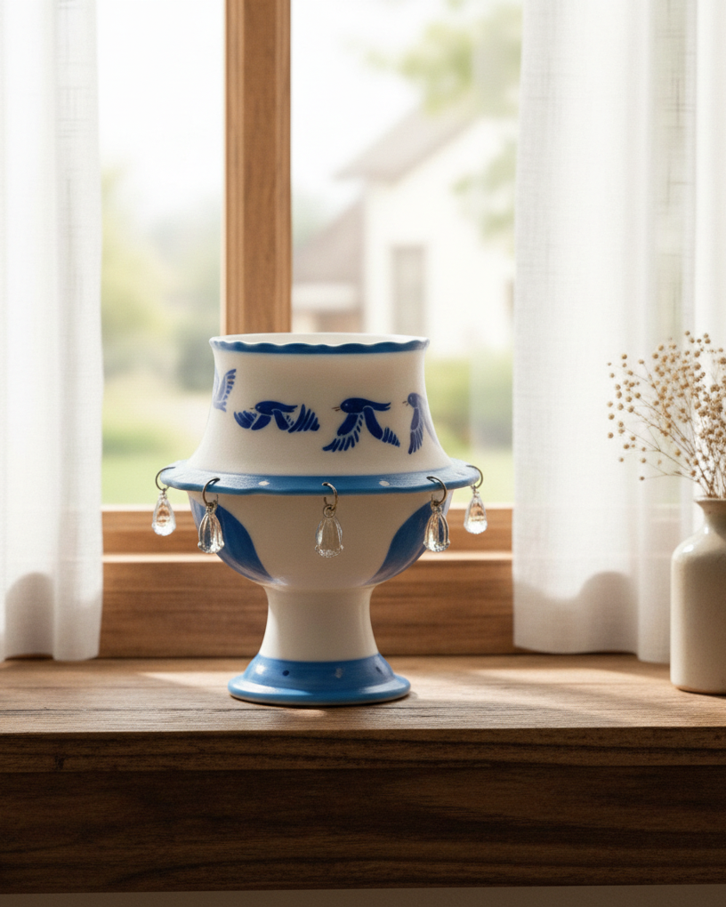 Spinning Bird Ceramic Cup Decor | Handcrafted Rotating Teacup | Eco Perennial