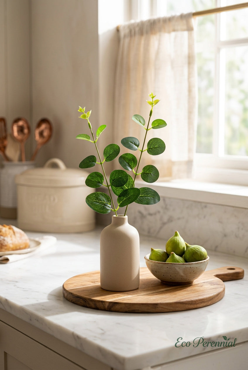 11.8" Petite Faux Eucalyptus Stems | Realistic Artificial Greenery Branches | Artificial Greenery | Eco Perennial