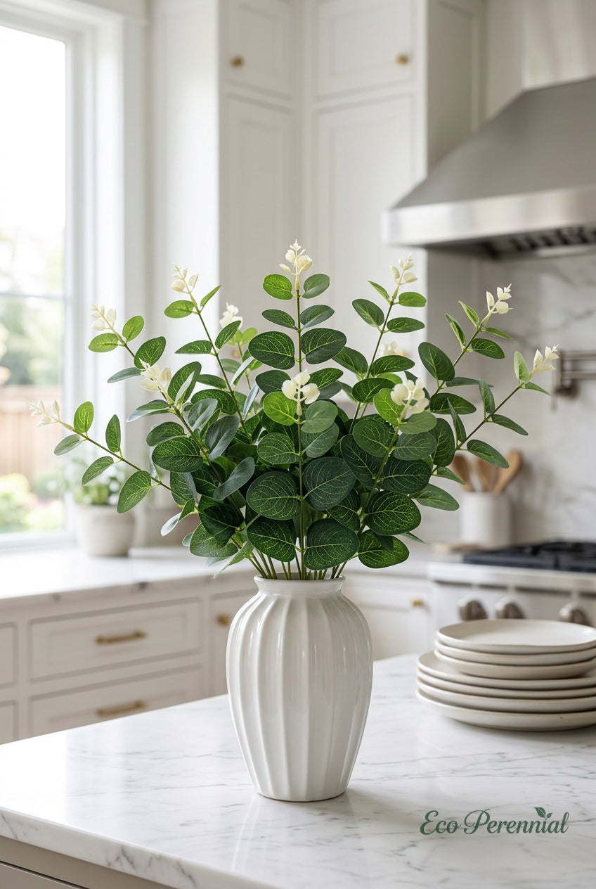 11.8" Petite Faux Eucalyptus Stems | Realistic Artificial Greenery Branches | Artificial Greenery | Eco Perennial
