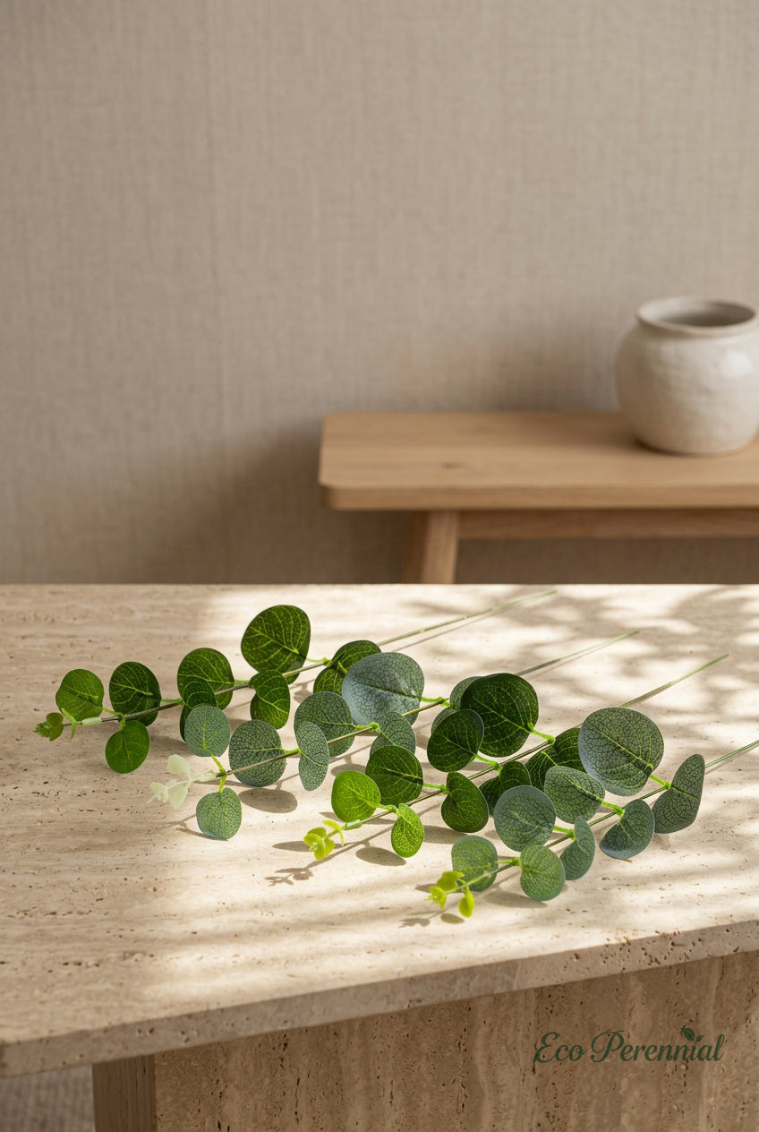 11.8" Petite Faux Eucalyptus Stems | Realistic Artificial Greenery Branches | Artificial Greenery | Eco Perennial